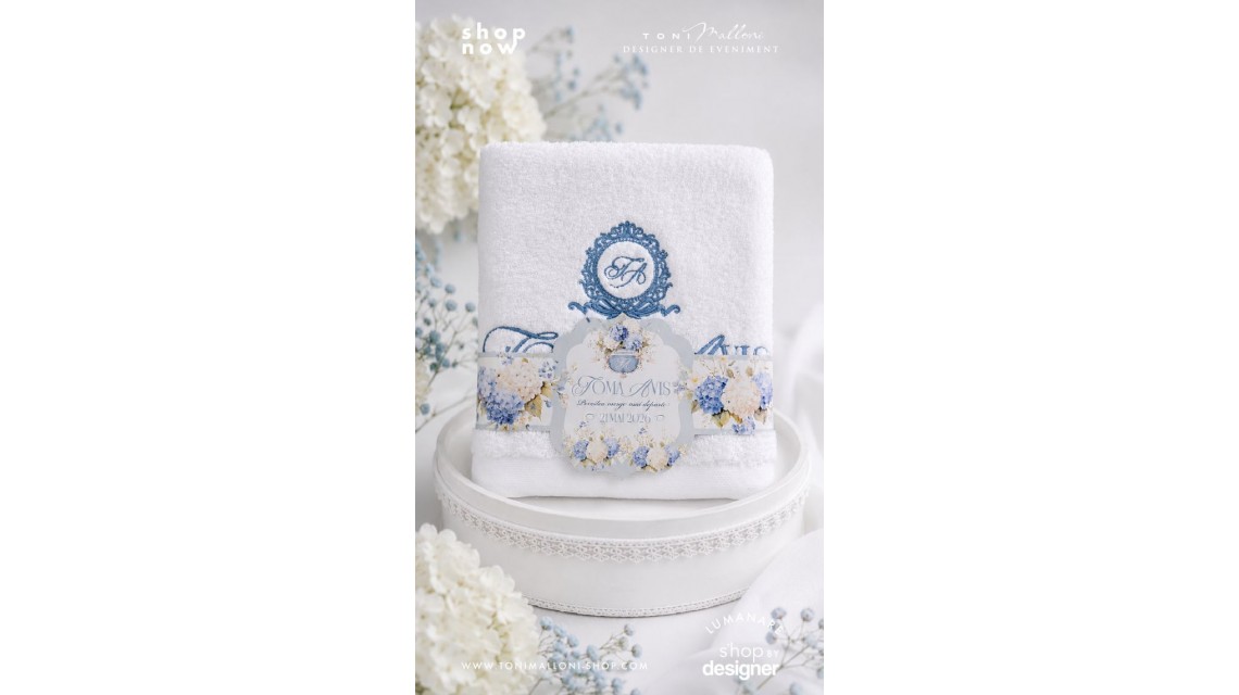 Set Prima Băiță după Botez Hortensii Bleu Ritualul Blând al Apei sub Veghea Nașilor Mei 8